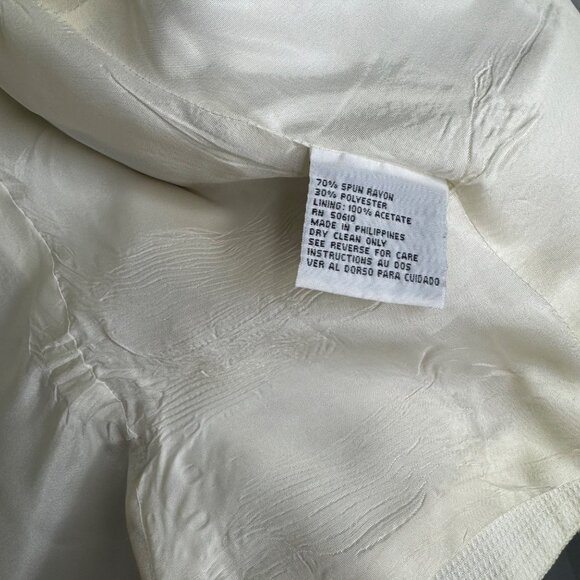 VTG 80s Kasper A.S.L. 8P Dark Blue Ivory Short Sleeve Blazer & Skirt Set Office - Picture 7 of 16